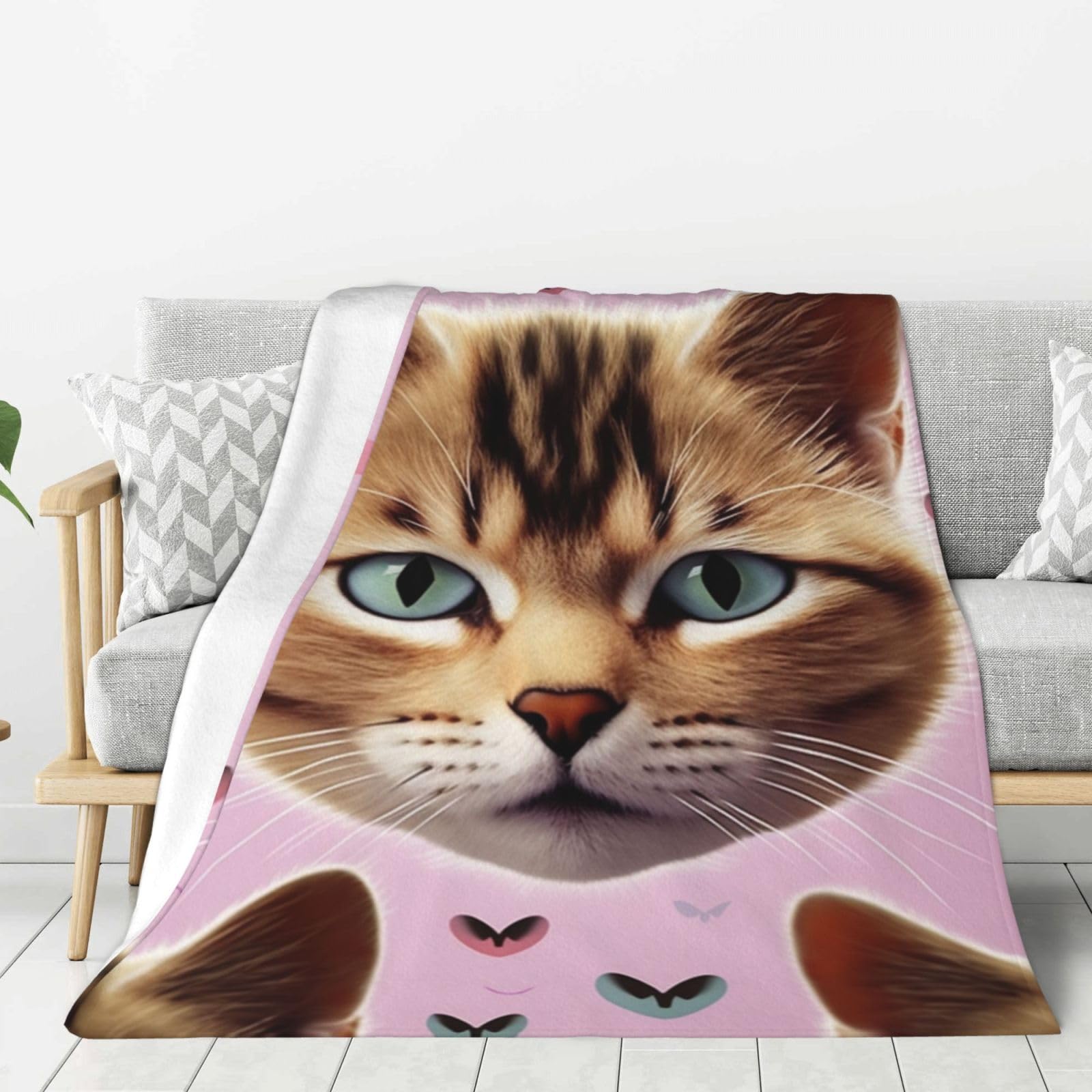 Couverture polaire douce contre le froid motif chat cartoon