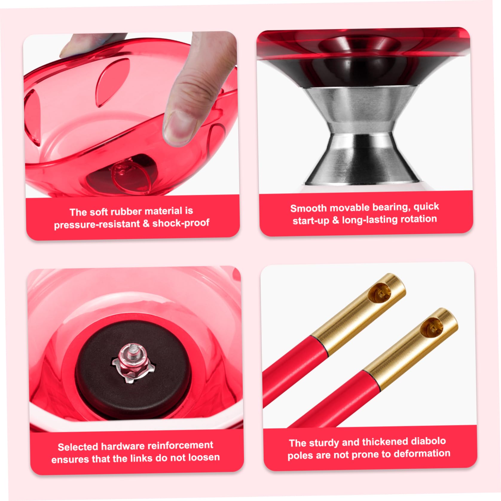 Diabolo, Yoyo Cinese con Corda e Bastoncini di Ricambio e Istruzioni, Yoyo Professionale per Principianti, Giocatori esperti|.Cinese