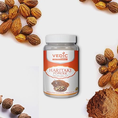 Miniatura 4 de Haritaki védico en polvo (Terminalia Chebula) - Limpieza intestinal natural - Terminalia chebula - Hierba ayurvédica - 100 gramos - 3.5 oz