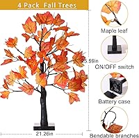 Vista 11 de 2 Pack Fall Lighted Maple Tree 48 LED Lights Thanksgiving Decoration Artificial Tree Lights 20 inch Battery or USB Powered DIY Table Light for