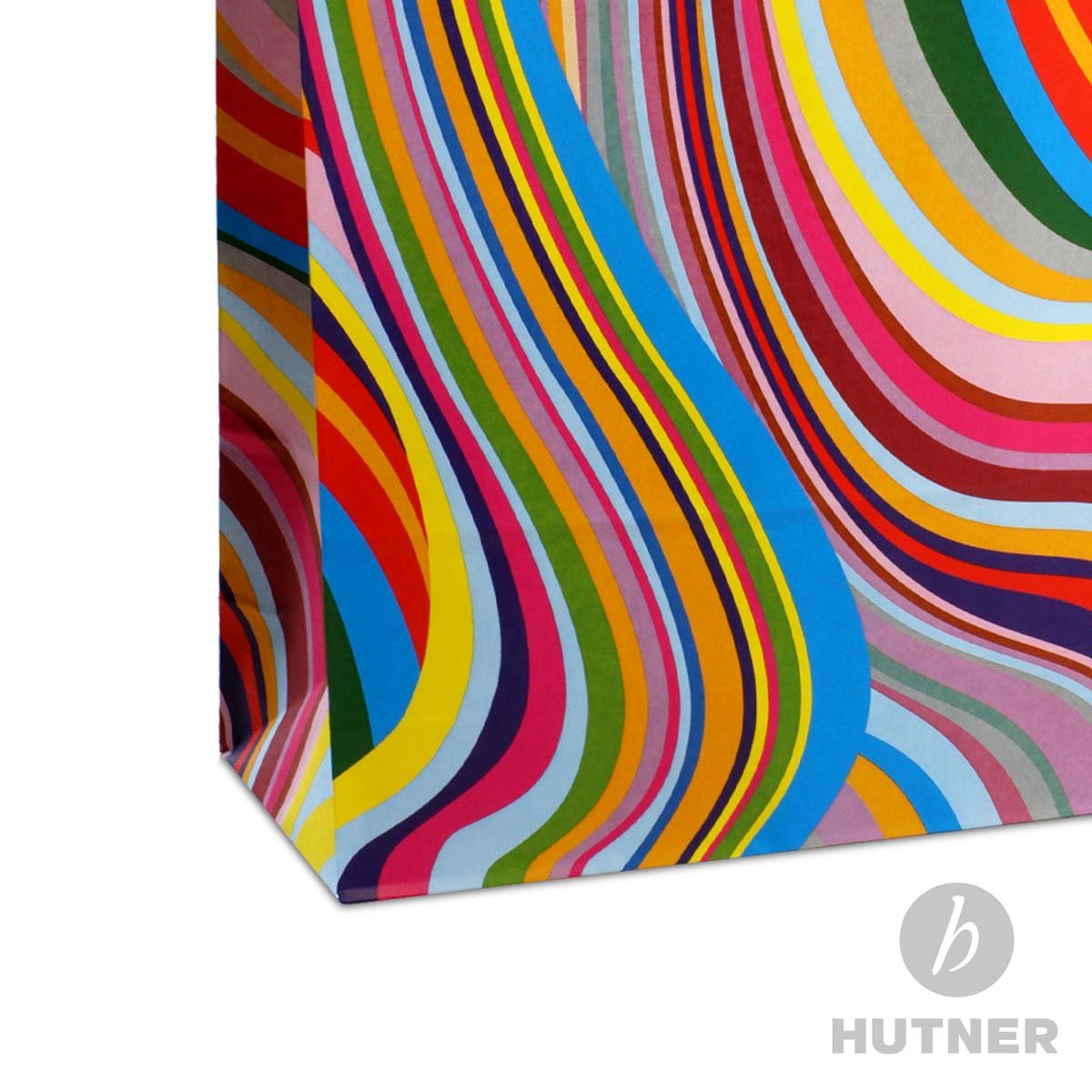 150 x Papiertüten 24+11x31 cm mit Motiv: Seventies | stabile Geschenktaschen für Handel, Mitbringsel, Geburtstag | Papiertaschen aus Kraftpapier| HUTNER