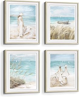 14 Beachy Bathroom Ideas with Breezy Coastal Vibes 10 Beach Framed Wall Art Picture: Bedroom Modern Coastal Ocean View Print D...