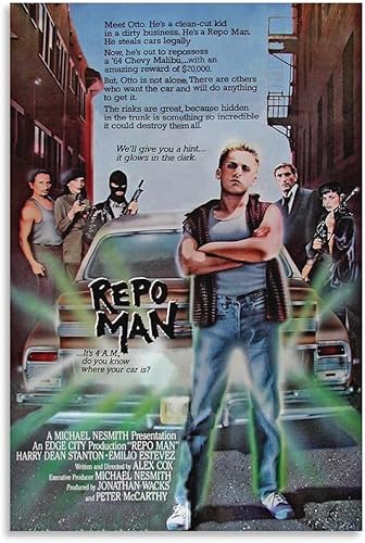 Repo Man Retro Movies Posters 80S Vintage Poster Decorative Painting Canvas Wall Art Living Room Posters Bedroom Painting 16x24inch(40x60cm)