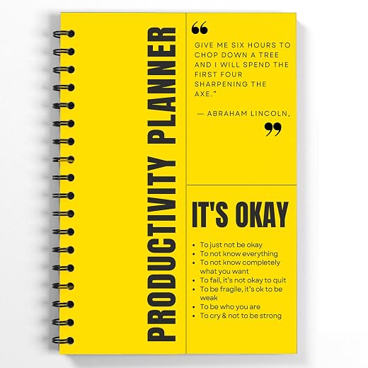 Amazon Brand - Umi Daily Planner Undated, Schedule Your Day, Manage to-do List, Goals Tracker, Wellness Tracker - 3 Month Planner(Yellow/Prod. Planner)