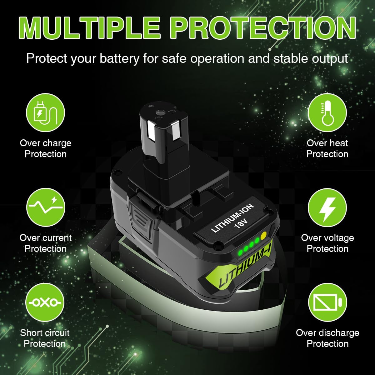 8000mAh P108 18V Battery Compatible with Ryobi 18V ONE+ Battery Replacement P102 P103 P104 P105 P106 P108 P107 P109 P190 Cordless Power Tools (2Pack)