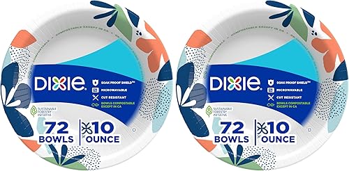 Vista 10 de Dixie Cuencos de papel pequeños, aptos para microondas, a prueba de remojo, cuencos desechables, ideales para aperitivos, postres y comidas ligeras