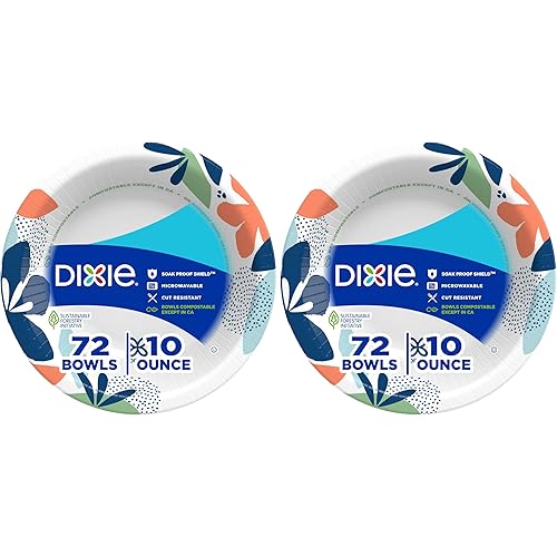 Dixie Small Paper Bowls, Microwave-Safe, Soak-Proof, Disposable Bowls Great For Snacks, Dessert, And Light Lunch Meals