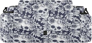 Flradish Skulls Flowers Baby Stroller Organizer with 2 Cup Holders Universal Adjustable Shoulder Strap Detachable Stroller Caddy Accessories Bag for Bottle,Diaper,Phone, Keys,Toys