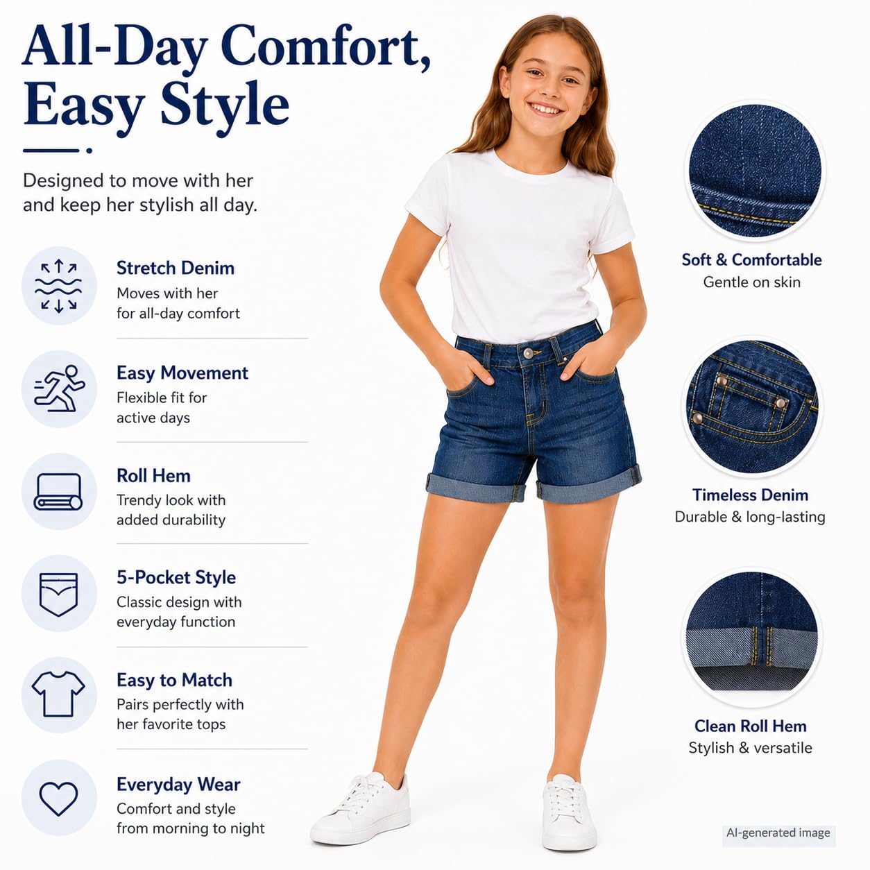 Bienzoe Short de Jean pour Fille