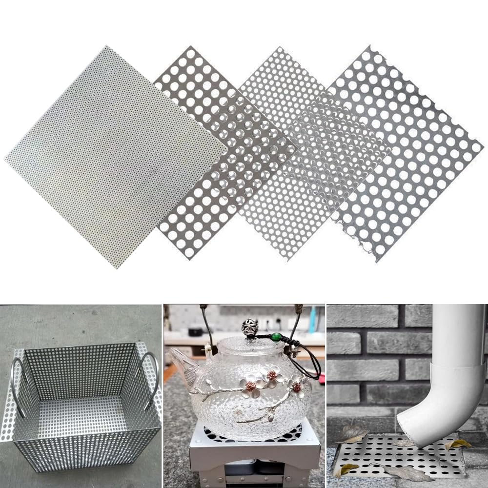 Plaque Perforée Acier Inoxydable 304 - Grille 5mm, 30x30cm, Pour Drainage, Protection, Bricolage