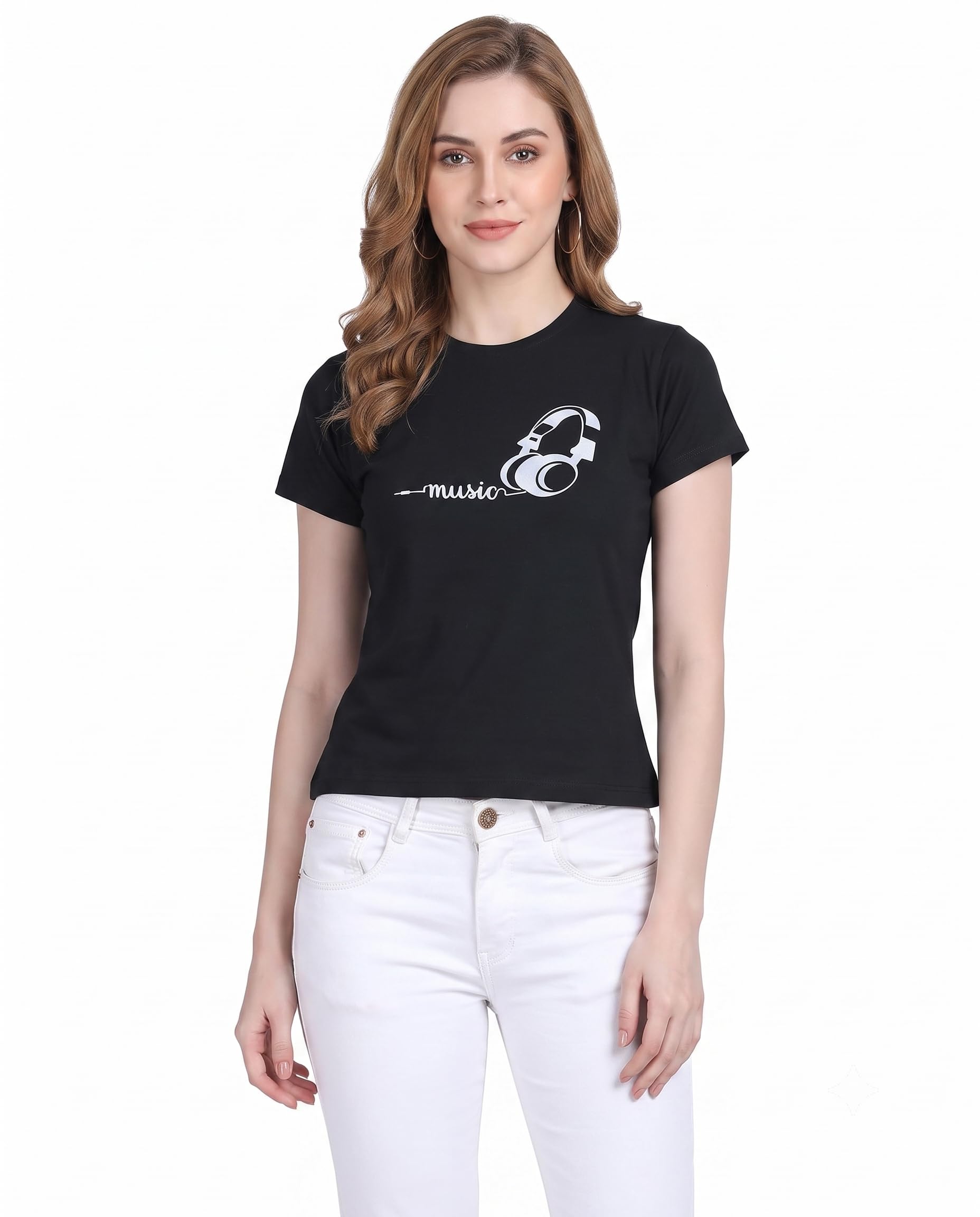 100% Cotton Printed T Shirt for Women | Round Neck Half Sleeve Casual Graphic Tee | Soft Lightweight Breathable Regular Fit Cotton T-Shirt Summer Top for Girls & Women-image-13