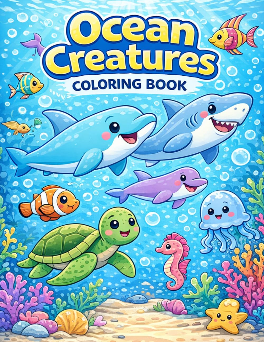Ocean Creatures Coloring Book: Fun Ocean Animals Coloring Book for Kids Ages 3–8 with Fish, Sharks, Dolphins, and Easy Underwater Scenes (Summer Fun Collection for Kids)