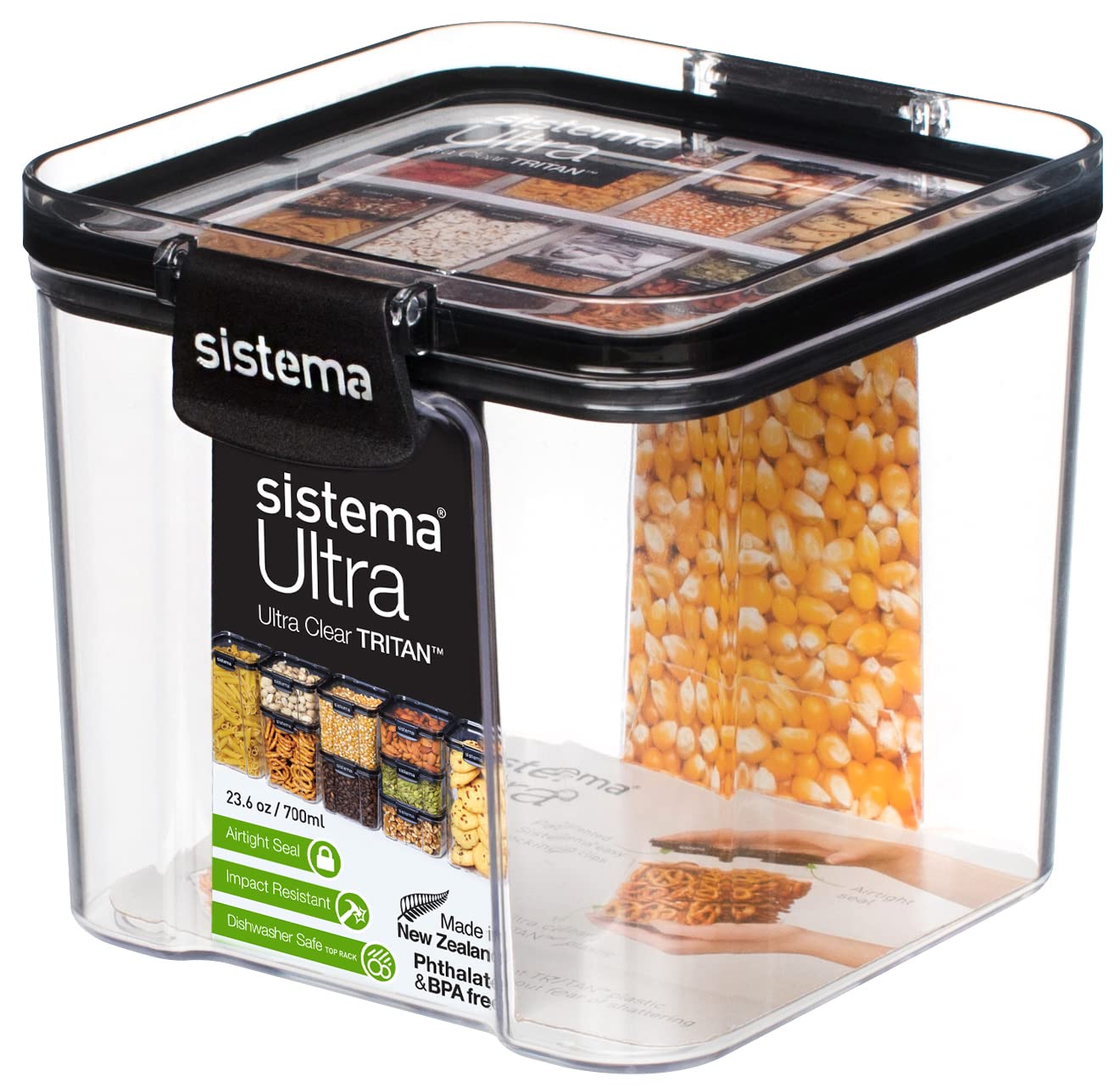 Sistema Ultra Square 700Ml Food ContainerBpa-FreeLeak-Proof & Stackable For Easy Kitchen Storage