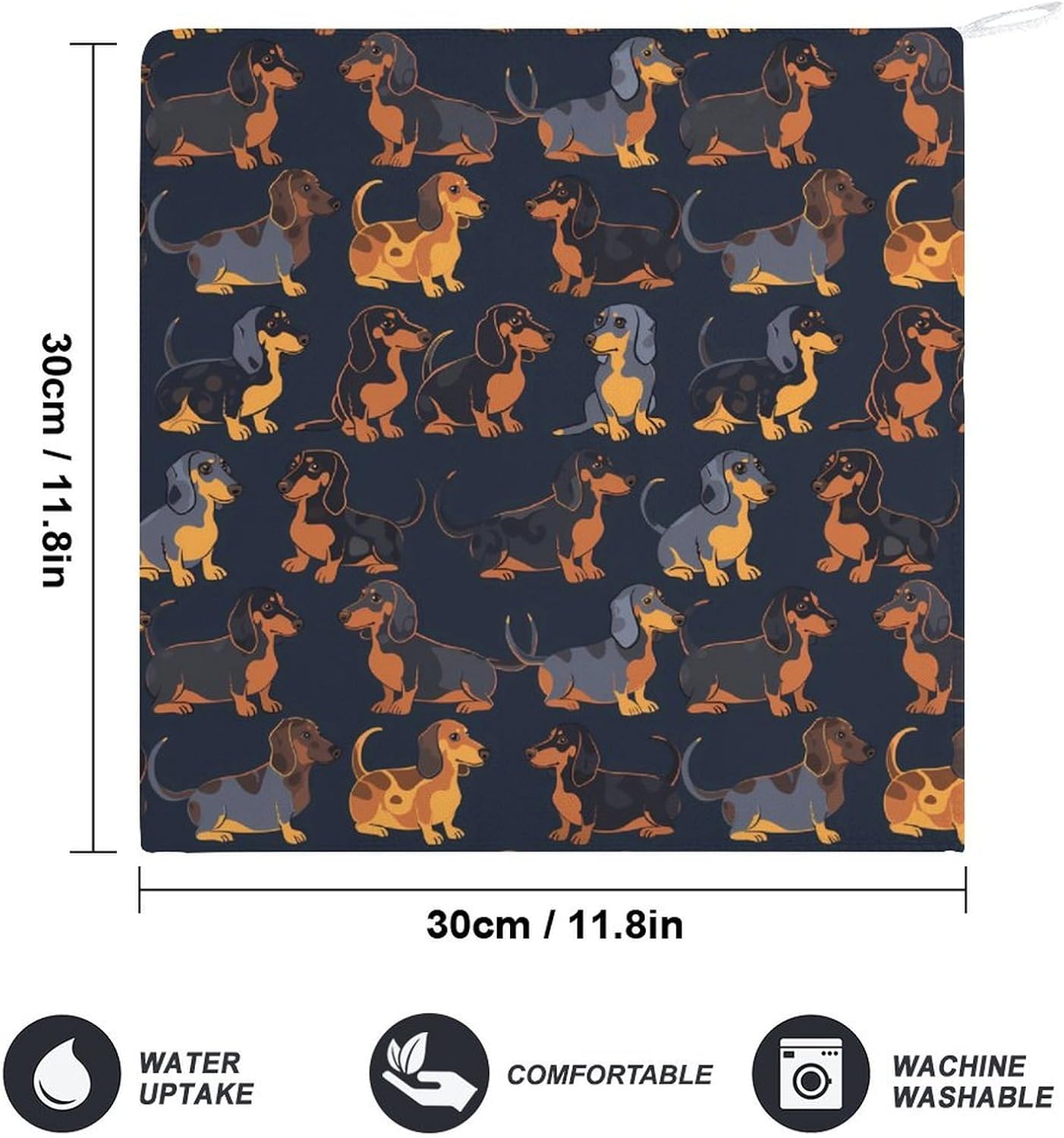 Dachshund Dog Print Blue Hand Towels for Bathroom Kitchen Towels Small Towel Handkerchiefs with Hanging Loop 4PCS