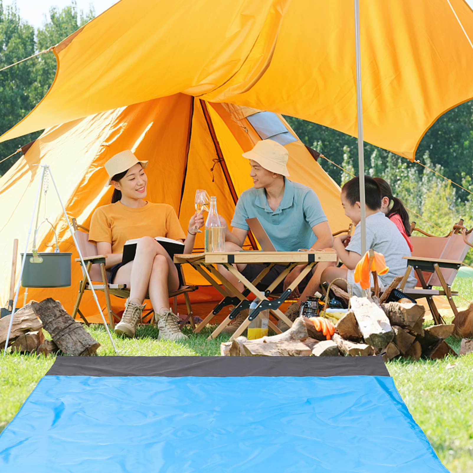 Tappetino da Picnic Pieghevole Grande Coperta da Spiaggia Tappeto per Campeggio Picnic Parchi Escursioni Tasche per Riporre Oggetti
