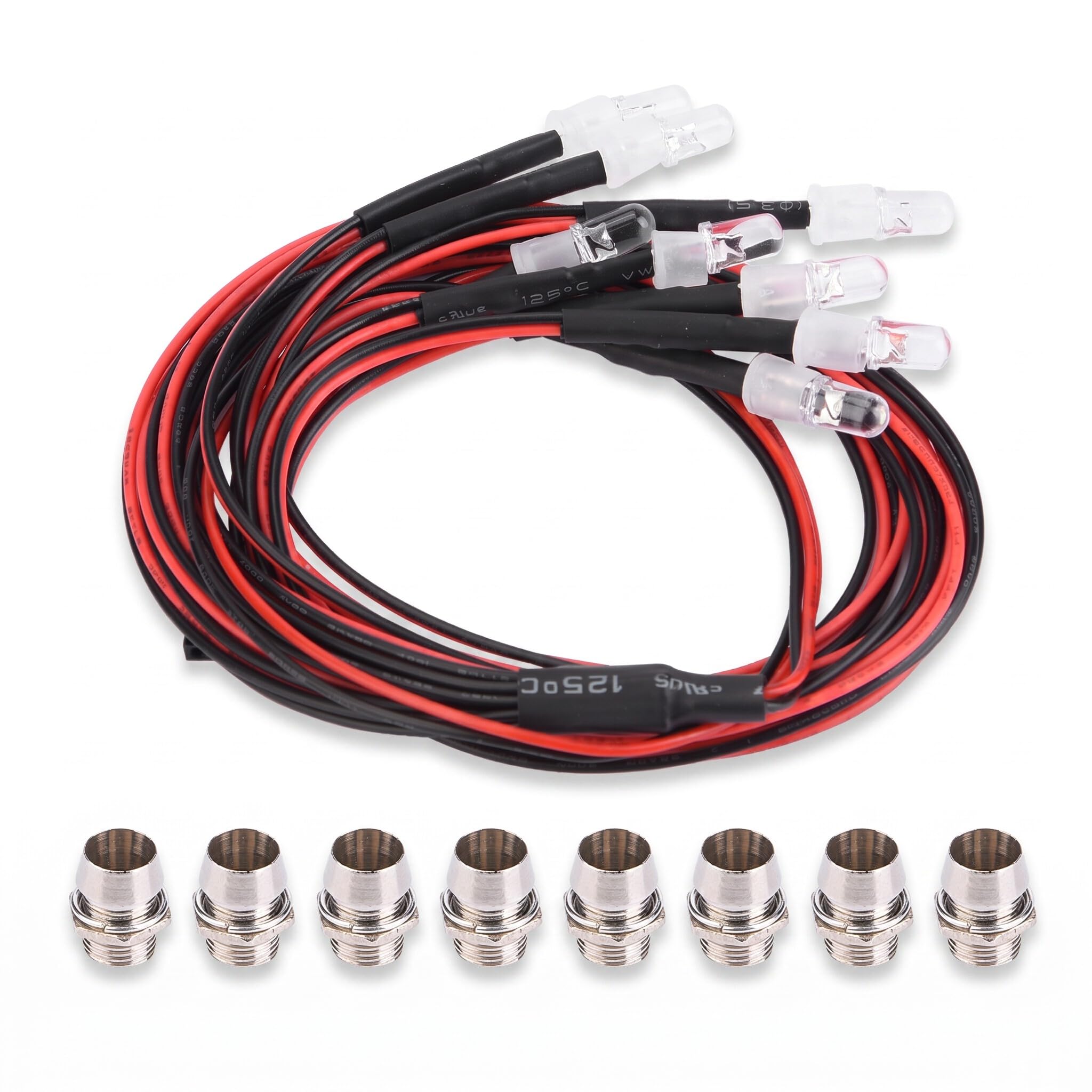 Dilwe White, Red, Yellow Rc Car Led Lights, 8 Pcs 5Mm Led Lights Headlights And Taillights For Rc Model Drift Car Accessory