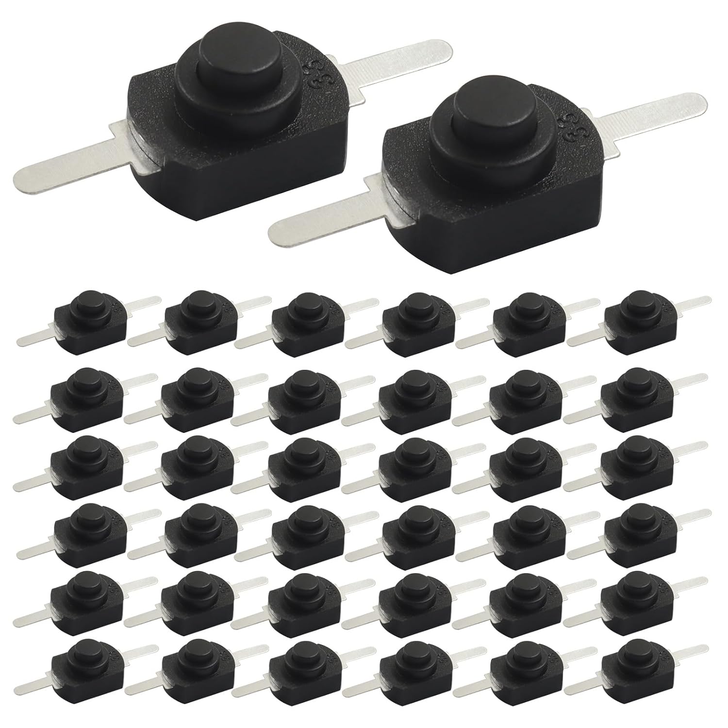 50Pcs Micro Push Button Switch, Black+White