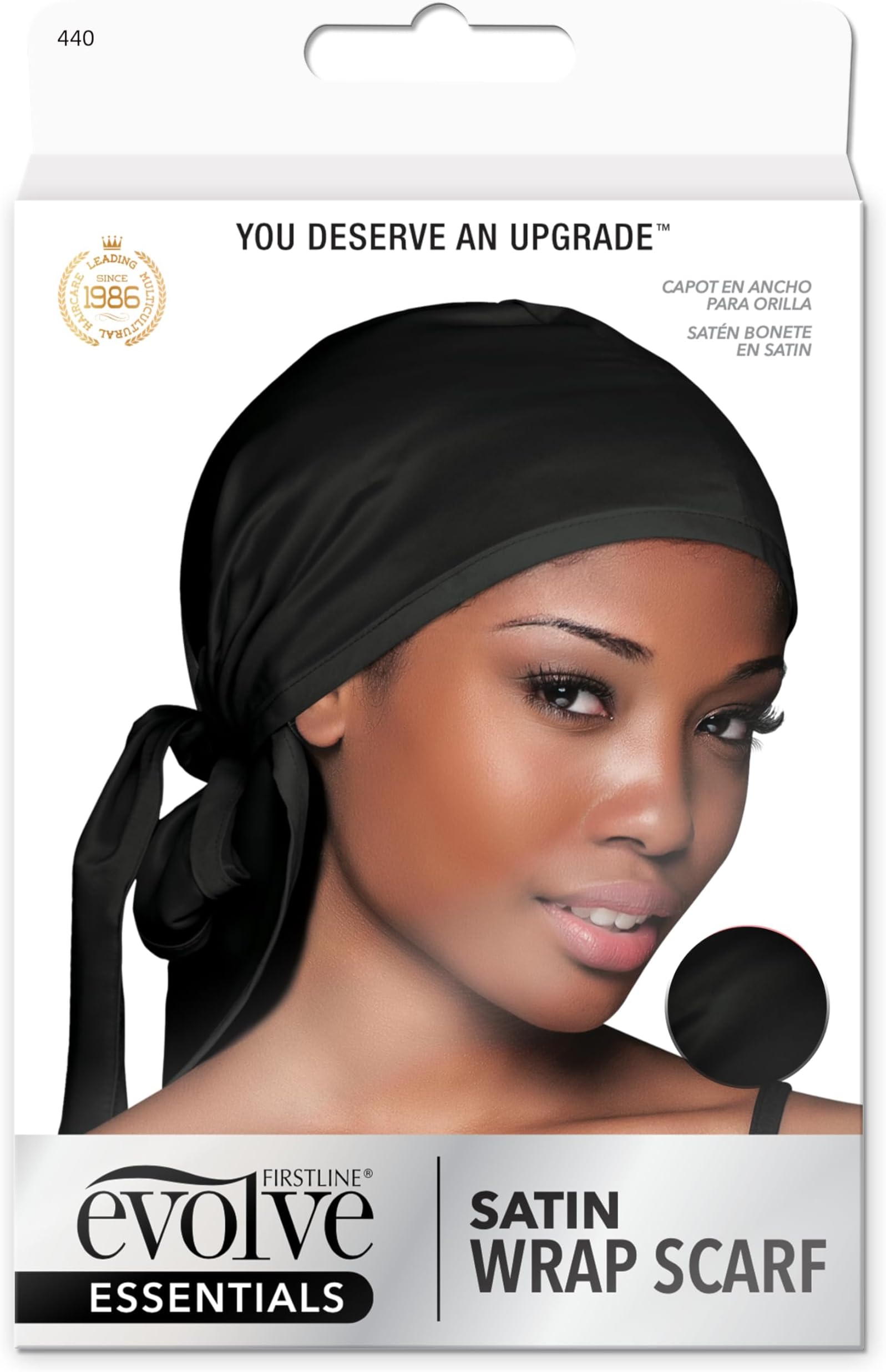 Satin Wrap Scarf, Black
