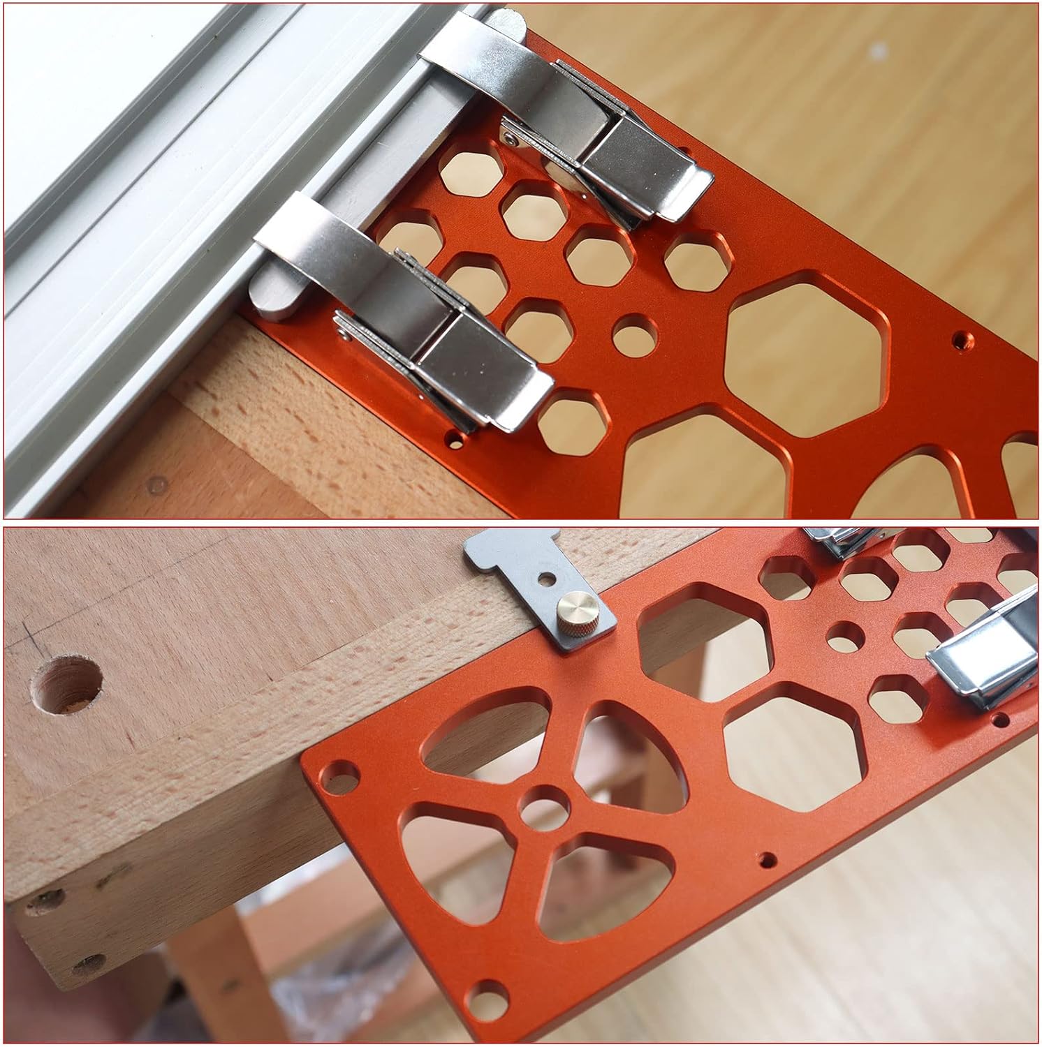 Upgraded 340mm Track Saw Square Right Angle Circular Saw Guide Rail Angle Stop Accessories,Woodworking 90 Degree Track Stop Square Cutting Board Compatible with Festool and Makita Guide Rail (Orange)