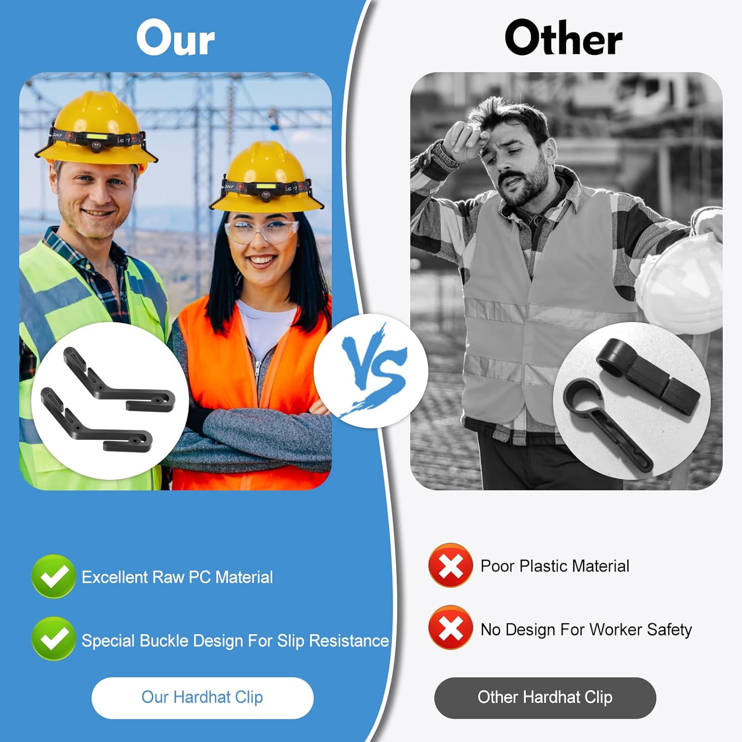 Hard Hat Light Clips Hard Hat Accessories for Headlamp Anti-Slip Stable Hardhat Headlamp Light Clips