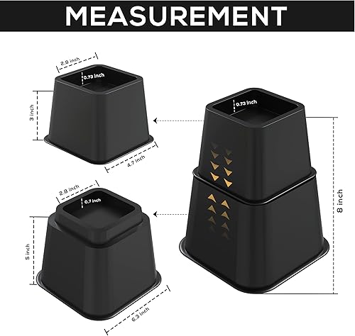 Miniatura 30 de Utopia Bedding - Juego de 8 elevadores de muebles ajustables de alta calidad – elevador de cama de 5 a 9 pulgadas, elevador de mesa, elevador