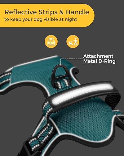 Miniatura 6 de Canple Arnés para perro sin tirones, chaleco ajustable suave reflectante con cubierta frontal de cuero de microfibra con asa de control acolchada