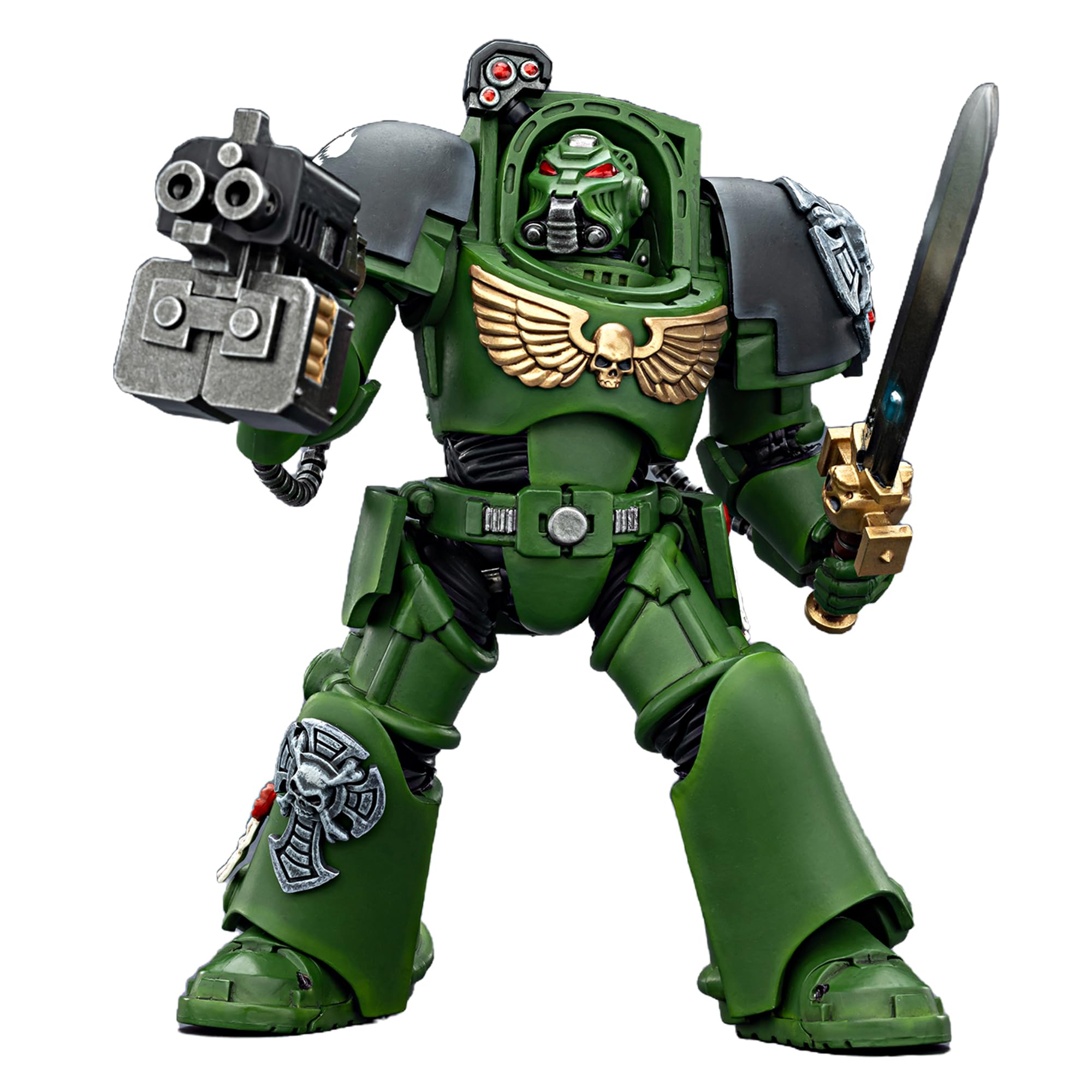 TOYVERSE Joytoy 1/18 Action Figure Warhammer 40,000, Salamanders Terminator 1 with Power Sword and Storm Bolter, Mobile Joints Character Model, 14.3 cm, 15 Years and Above