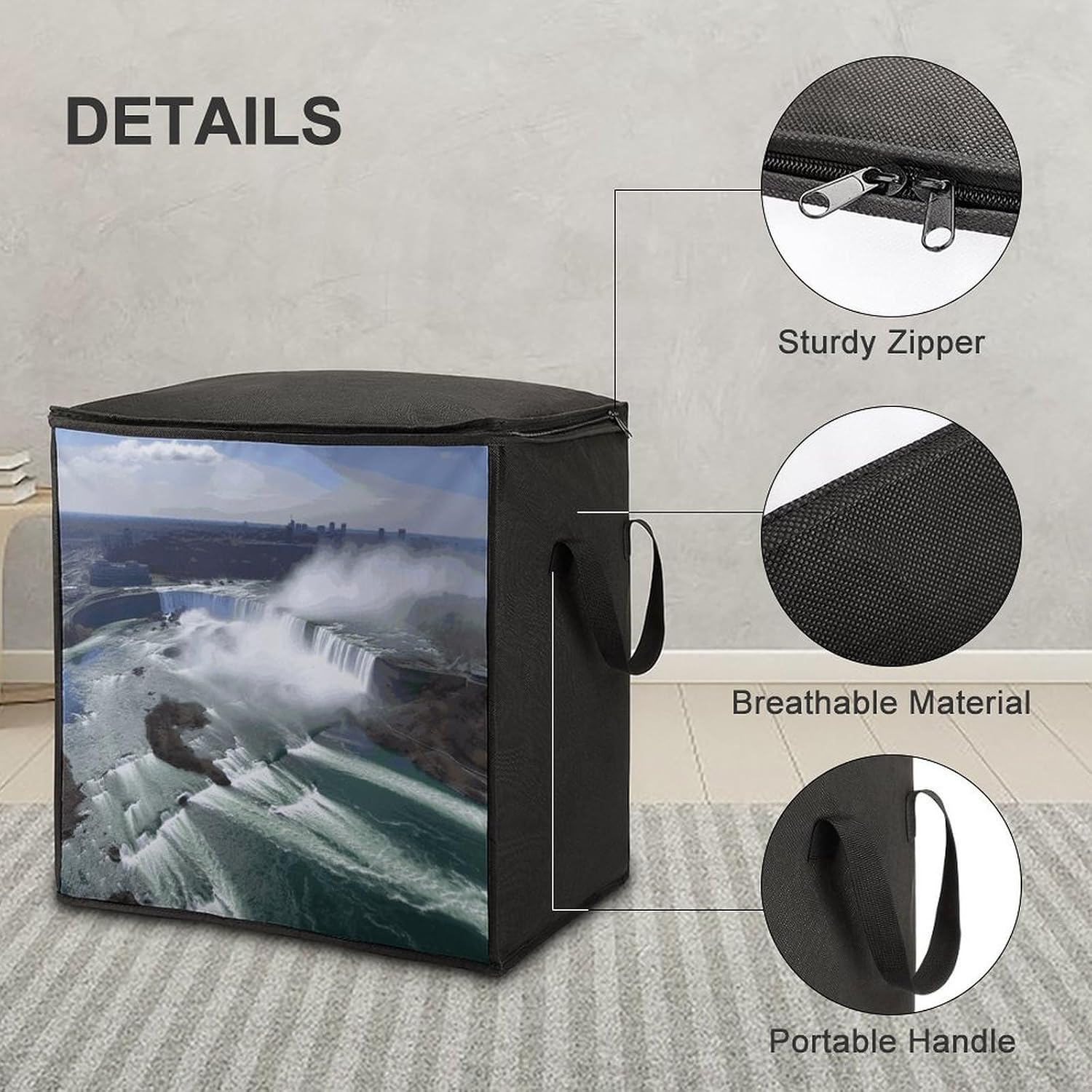 Niagara Falls Storage Bags Moving Bags Storage Bins | Comforter Storage Bag Reinforced Handles & Zippers Foldable Closet Organizers and Storage for Blanket Pillow Clothes