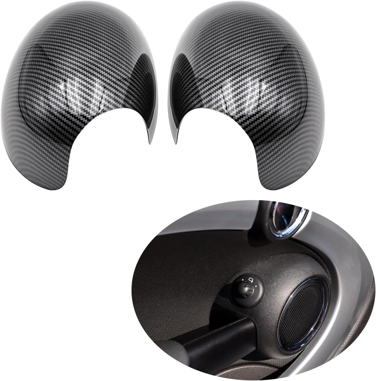 GSRECY Exterior Door Side Wing Rear View Mirror Cover Shell Case Cap Compatible with Mini R55 R56 R57 R58 R59 R61, Auto Power Electric Folding Mirror (Carbon fiber pattern)