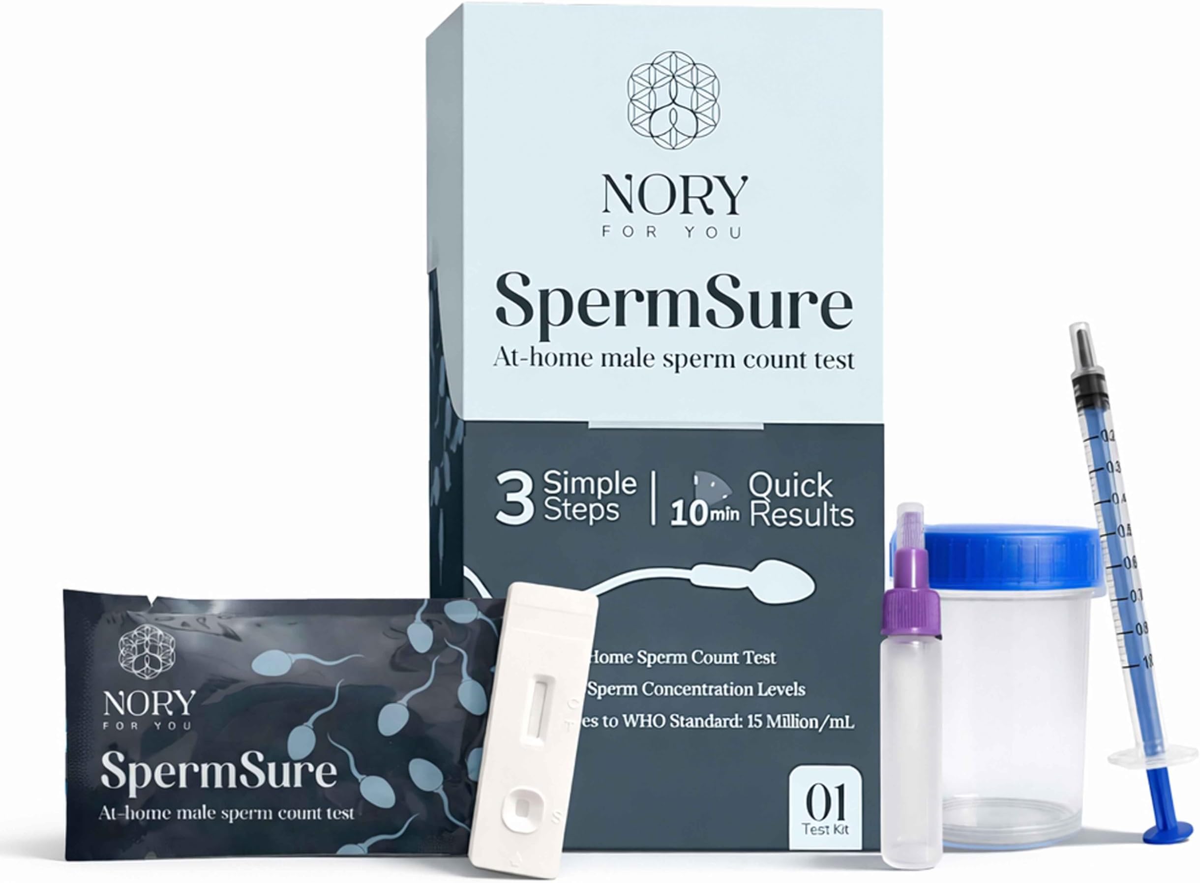 Nory Sperm Test Kit – At-Home Male Fertility Test for Sperm Count, Easy & Accurate Results, Check your Sperm Count Privately at Home