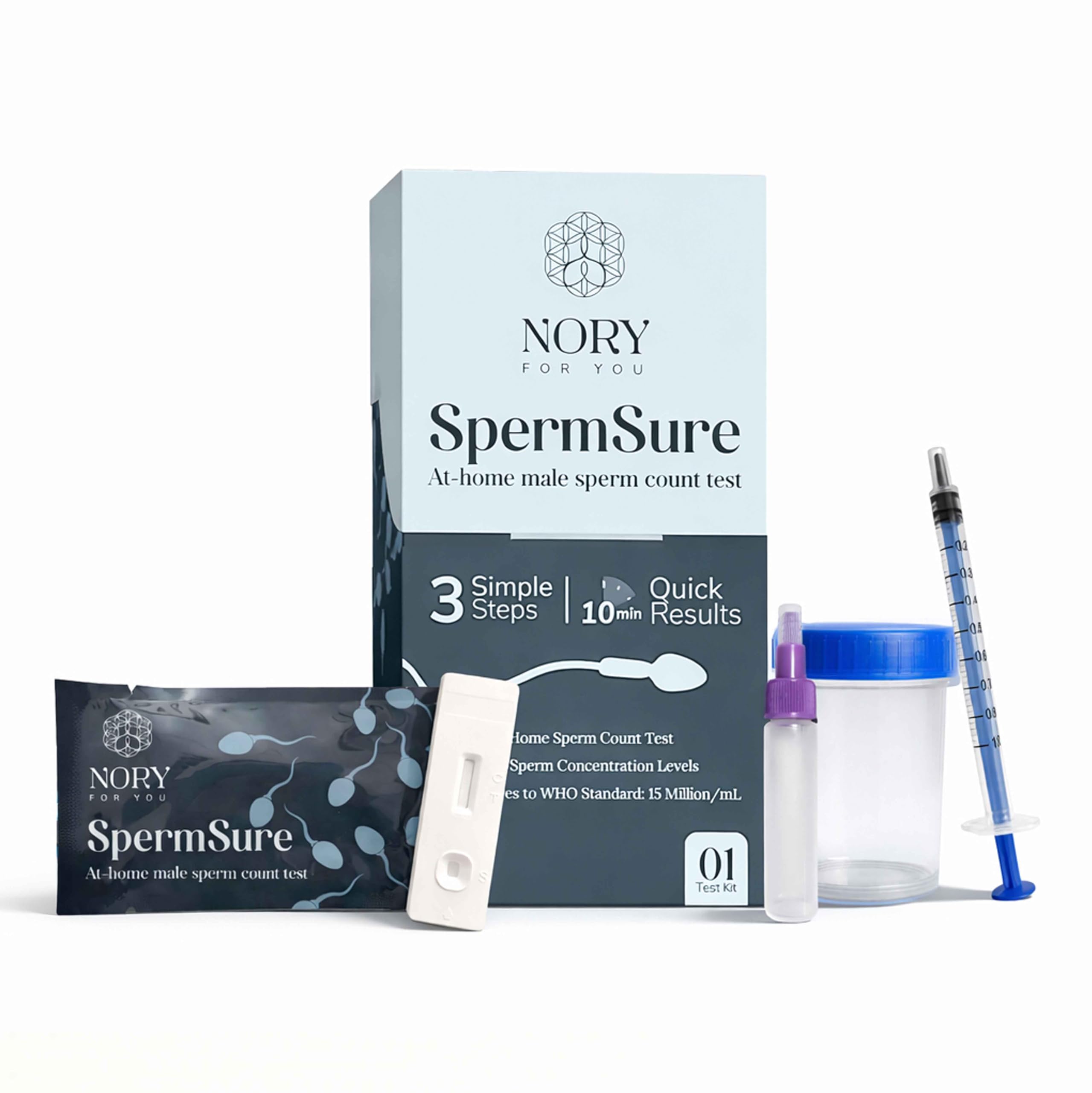 Nory Sperm Test Kit – At-Home Male Fertility Test for Sperm Count, Easy & Accurate Results, Check your Sperm Count Privately at Home
