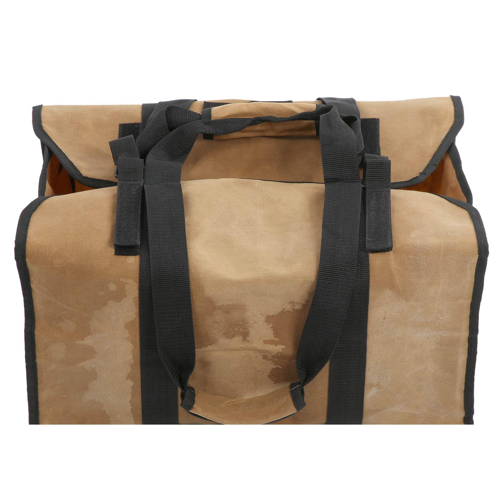 Borsa porta legna da ardere in tela impermeabile di grande capacità a doppio scopo color kaki per il campeggio