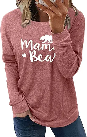 ONLYSHE Womens Crewneck Sweatshirt Casual Loose Fitting Tops Long Sleeve T Shirt