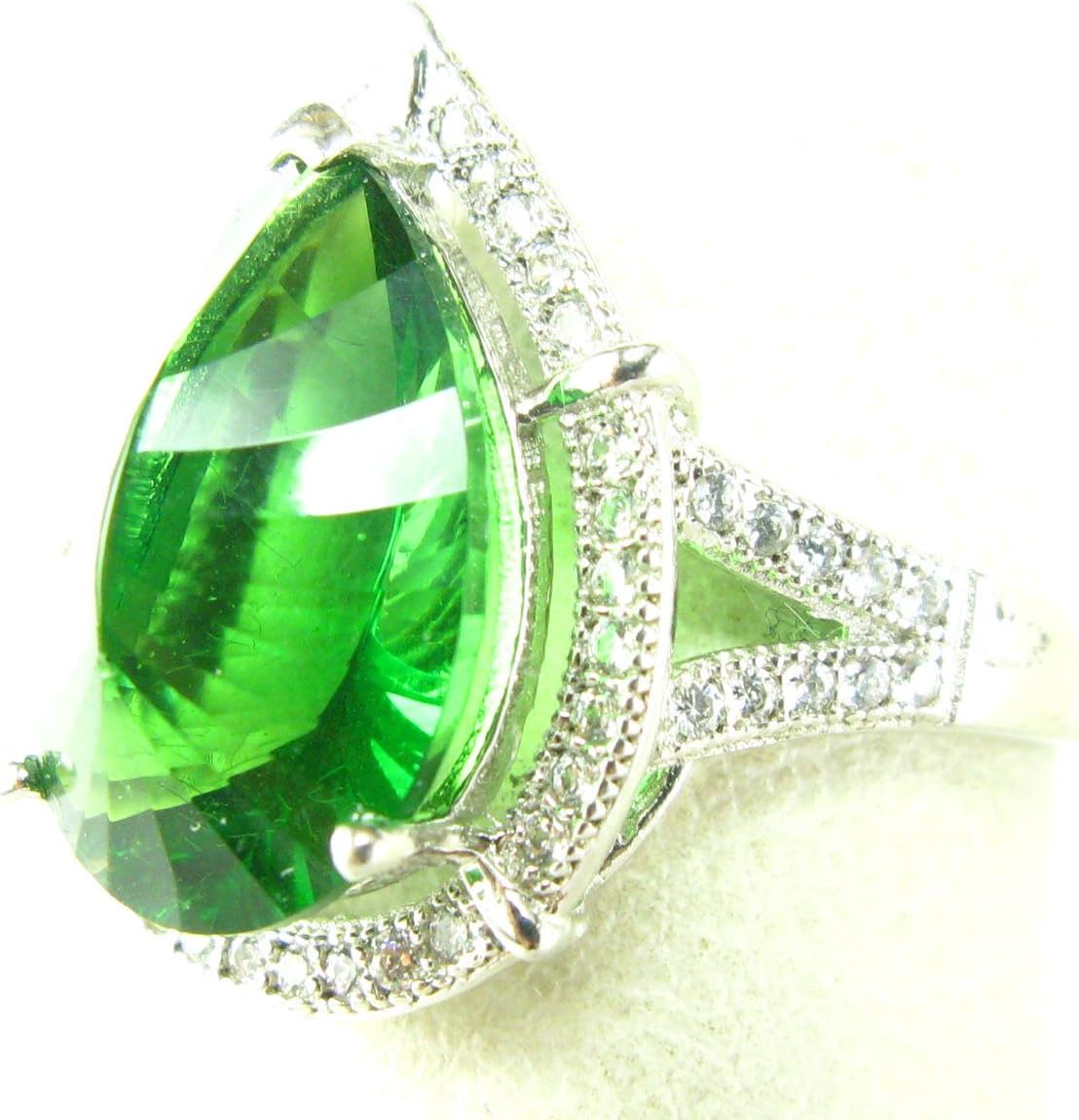Gaia Stone Helenite Green Obsidian Ring from Mt. St Helens USA - Size 7