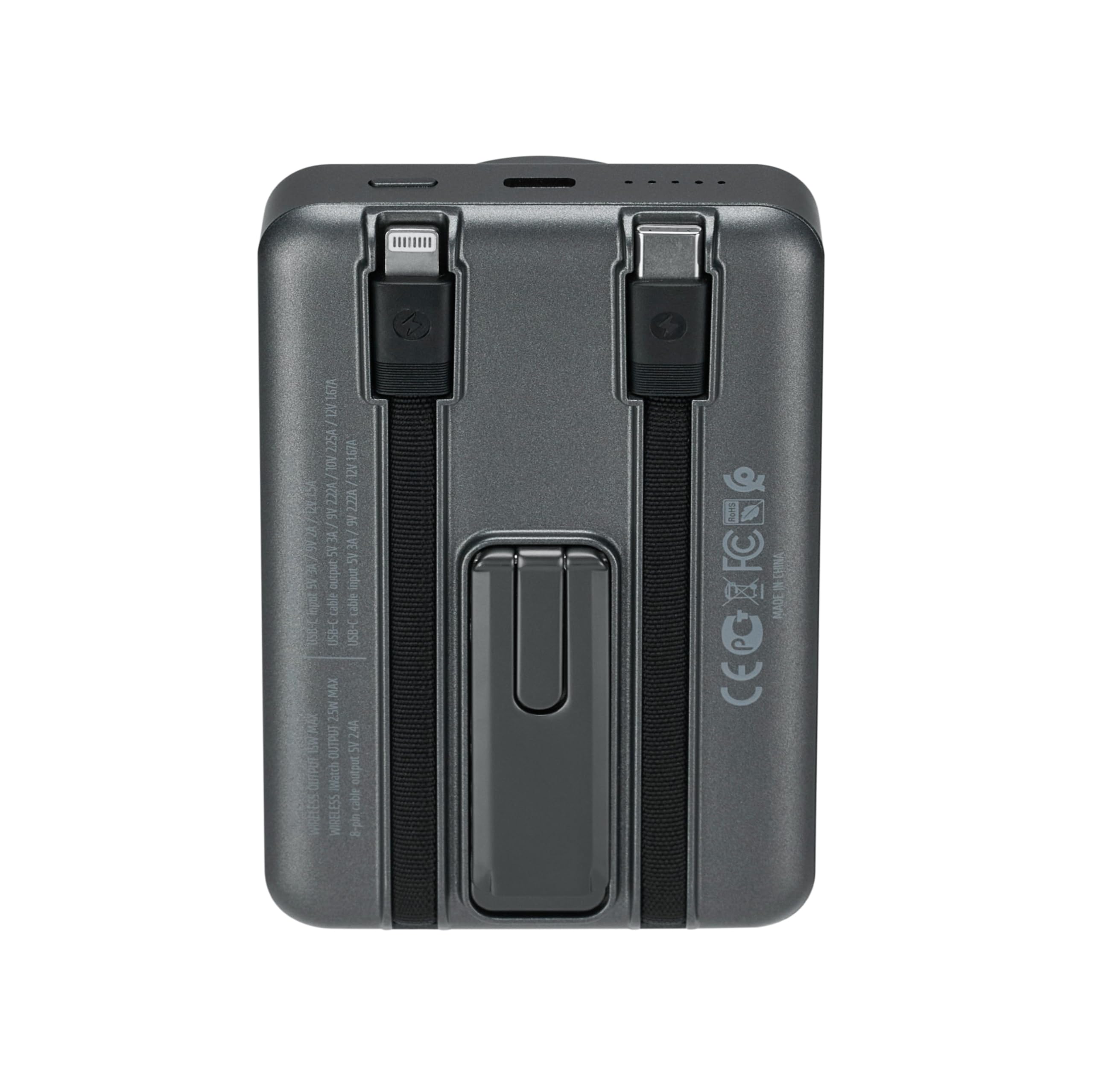 RIVACASE VA2608 - Batería externa Magsafe Qi de 15 W, batería externa con QC/PD 22,5 W, 10000 mAh, función de carga rápida, 2 cables integrados, compatible con iPhone, Apple Watch, Samsung, Xiaomi,