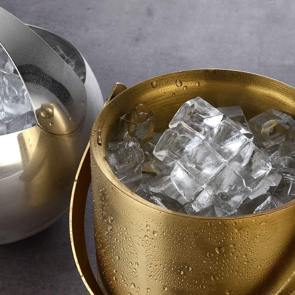 Ice Bucket,Ice Bucket with Lid and Ice Tongs,Ice Bucket Insulated with Sealed Lid and Tongs, Large 2/3 Liter Stainless Steel with Modern Ton