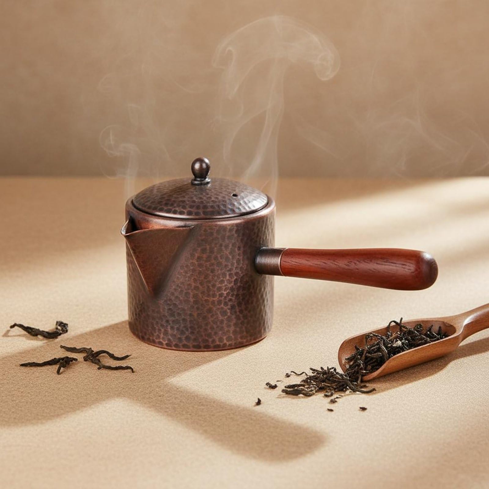 Hervidor Superficie Texturizada y Asa Mara Sólida Tetera Artesanal con Colador para Té y Antigoteo Acuado para Uso Diario Ceremonias y coración Rústica