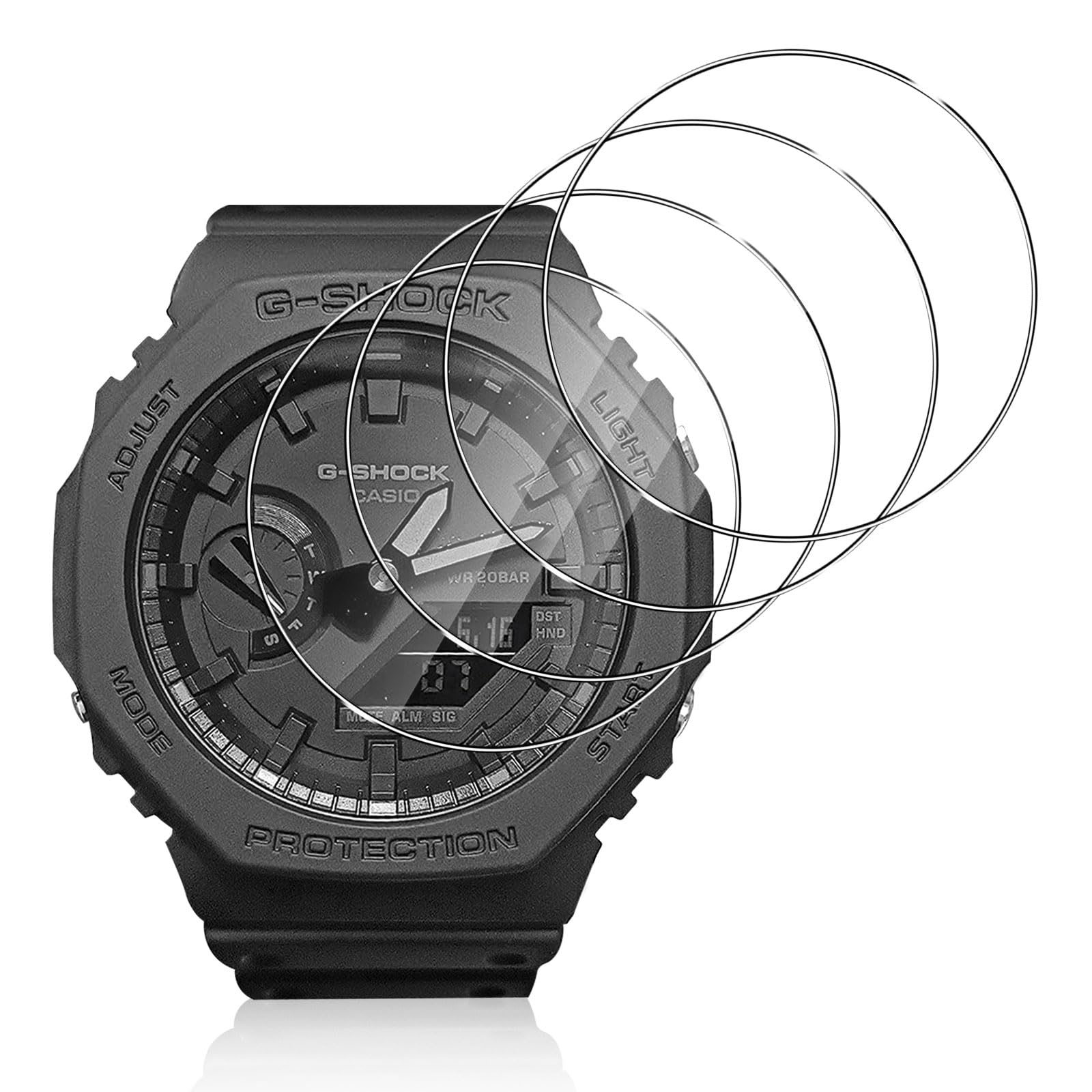 Protector de Pantalla Compatible con Casio G-Shock GA-B2100, 4 Piezas Cristal Templado 9H HD Transparente Anti-Arañazos