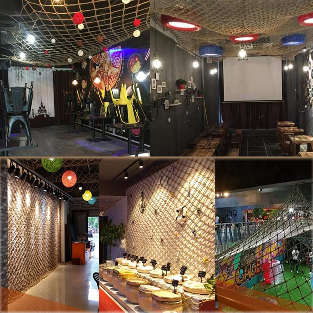 Decorative Jute Hemp Netting Bird Climbing Net Truck Cargo Net Wall Decoration Netting Protective Fence Netting (6mm Rope 10cm Hole) (Size : 2×6m)