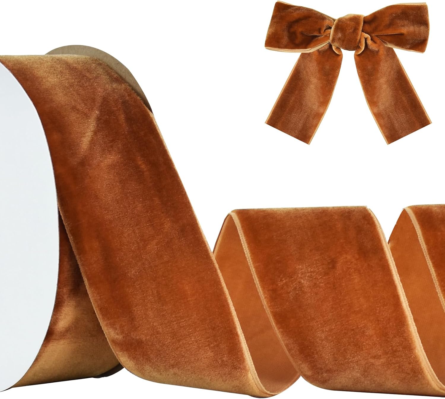 TONIFUL Brown Velvet Ribbon 2 Inch x 10yds, Vintage Velvet Ribbons, for Christmas Wreath Decoration Handmade Craft Ornaments Gift Wrapping & Bow Making, Valentine's Day Bouquet Packaging