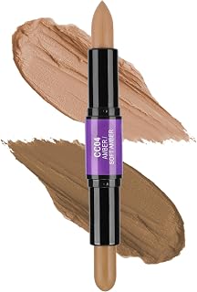 CCbeauty 2-IN-1 Contour Stick Cool Tone, Cream Dual Bronzer Concealer Shade with Cool toned Matte Finish, Contouring Bronzing Makeup for Face Shaping Makeup, Amber & Soft Amber