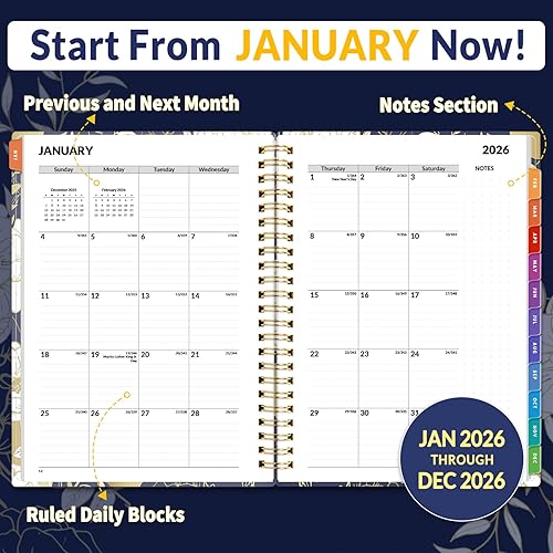 Vista 72 de SUNEE Libro de citas 2026, trimestral por hora, semanal y mensual, de enero de 2026 a diciembre de 2026, planificador semanal de 8.5 x 11 pulgadas