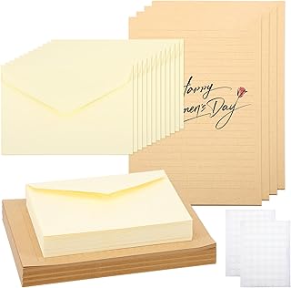 Gueevin 108 Pcs A5 Stationery Letter and 4 x 6 Envelopes Set with 120 Stickers 72 Lined Writing Paper 36 Envelopes Velvet Touch Stationery for Office Wedding Baby Shower Party Invitation(Cream)