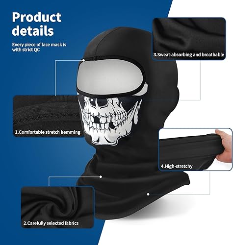 Miniatura 146 de YESLIFE Máscara de esquí, máscara facial para hombres y mujeres, esquí, snowboard, motocicleta, protección UV y protección contra el viento 6 Negro