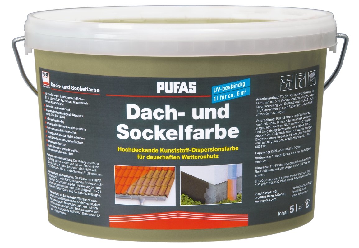 Pufas Dach- und Sockelfarbe Acrylatfarbe 5,000 L