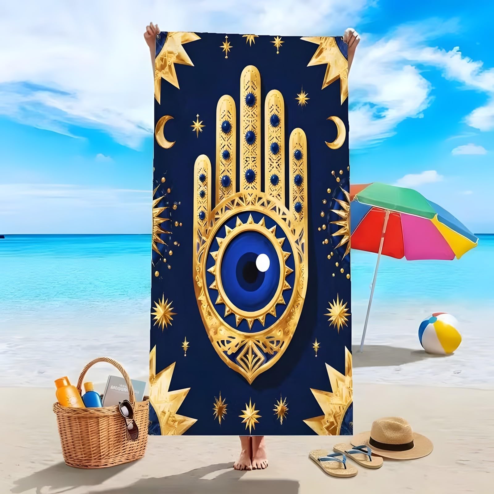 YZQGLHP Moon Microfibre Beach Towel Hand Beach Bath Towel Quick Drying, Lightweight, Sand-Free, Durable, for Pool, Gym, Camping, Travel Towel 90x200cm