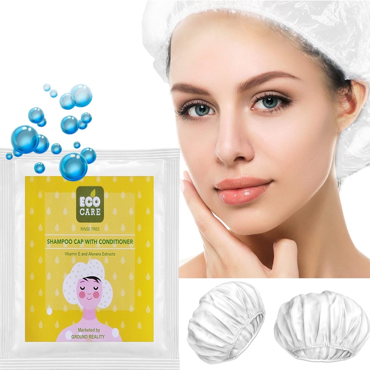 LADY HAWK (6 Value Packs) Eco Care Easy Bath Rinse-Free Shampoo Caps: Gentle Hair Antiseptic Cleansing | With Skin-Emollient Ingredients for Hospitals and Nursing Homes-image-27