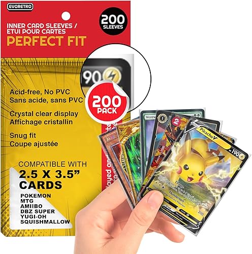 EVORETRO 200 fundas para cartas de ajuste perfecto Fundas transparentes para tarjetas de Pokémon, MTG, Yu-Gi-Oh, Lorcana, una pieza, Dragon Ball