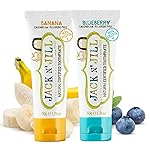 Jack N\' Jill Natural Toothpaste for Kids - Fluoride Free Toothpaste, 40% Xylitol, BPA Free - Banana & Blueberry, 1.76 oz (Pack of 2)