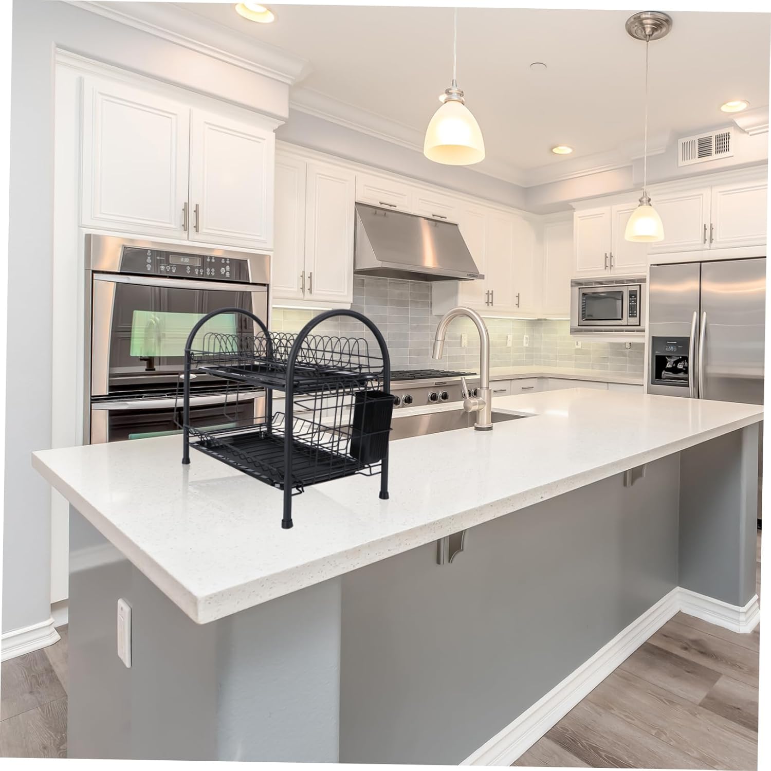 1pc Multi-Layer Draining Rack Dish Storage Shelf for Kitchen Counter Easy to Assemble and Clean for Dishes and Utensils Black